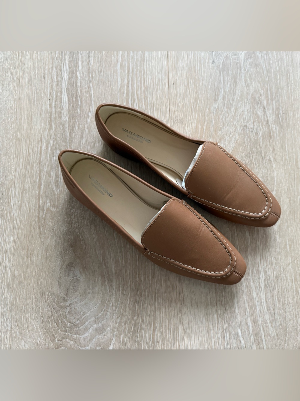 Vagabond Cleo Tan Leather Loafers Sz 38
